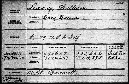 A copy of the card found by Ancestry.com researchers that shows that Osborne's great-great-grandfather, William Lacy, served during the Civil War. MUST CREDIT: Calvin Osborne