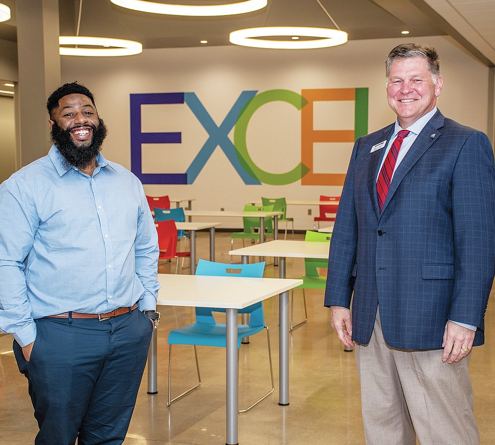 Former student Melvin Williams and Brian F. Marsh, CEO of Goodwill Industries Arkansas on 04/21/2021 at Excel on the Goodwill Industries  Arkansas Campus