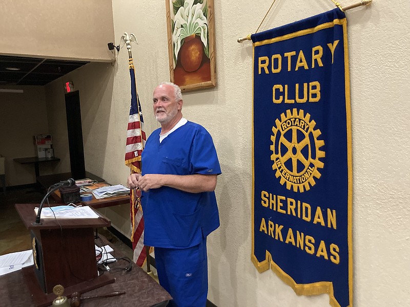 Dr. Scott Winston told the Sheridan Rotary Club that the technology that produced the covid vaccines has been around for decades and is safe. (Pine Bluff Commercial/Byron Tate)