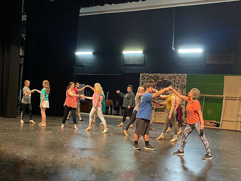 Choreographer Tana Cook (far right) leads dancers during a “9 to 5 the Musical” rehearsal at the Arts & Science Center for Southeast Arkansas. The show begins at 7:30 p.m. Aug. 6 and tickets are on sale now. 
(Special to The Commercial/Arts & Science Center for Southeast Arkansas)