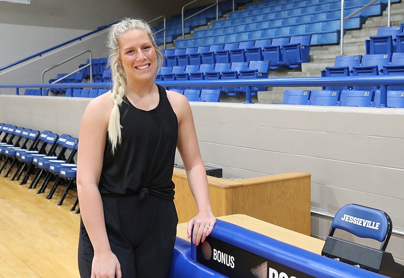 Former Jessieville standout basketball player Kellie Lampo is the new head volleyball coach for the Lady Lions. The Harding grad made the shift from accounting to coaching, picking up her first coaching position at her alma mater. - Photo by Richard Rasmussen of The Sentinel-Record