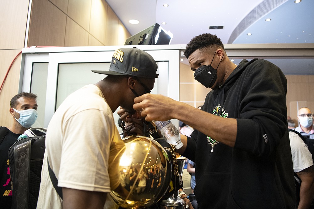 Antetokounmpo brothers bring NBA trophy home to Greece