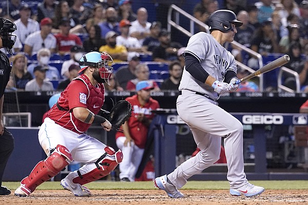 New York Yankees' Anthony Rizzo hits a solo home run off Toronto