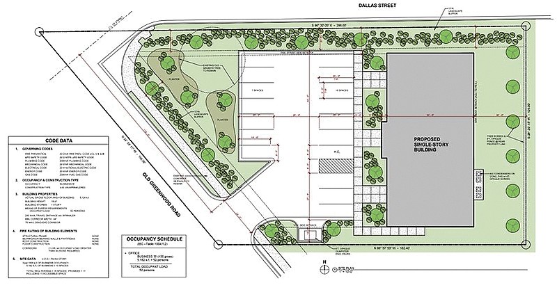 The plan for a development at the corner of Old Greenwood Road and Dallas Street is seen.
