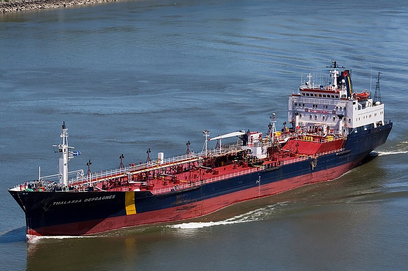 In this June 14, 2012 photo, the ship that would later become the Asphalt Princess sails through Quebec City, Canada. The hijackers who captured the Asphalt Princess off the coast of the United Arab Emirates in the Gulf of Oman departed the targeted ship on Wednesday, the British navy reported, as recorded radio traffic appeared to reveal a crew member onboard saying Iranian gunmen had stormed the asphalt tanker. - Steve Geronazzo via AP