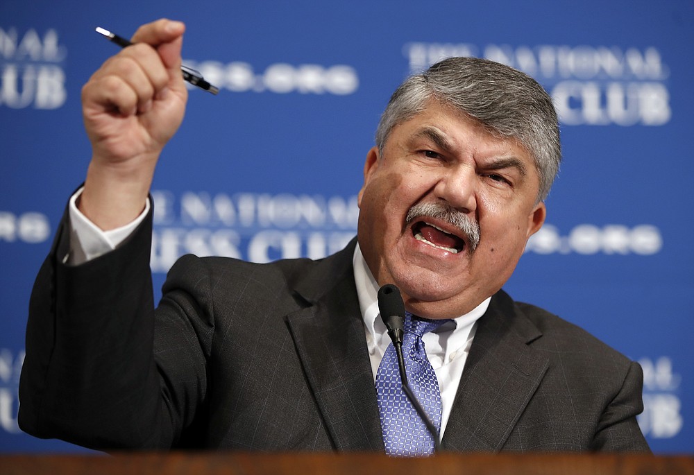 FILE - In this April 4, 2017 photo taken, AFL-CIO President Richard Trumka speaks at the National Press Club in Washington.  The long-time president of the AFL-CIO union has died.  (AP Photo / Alex Brandon)