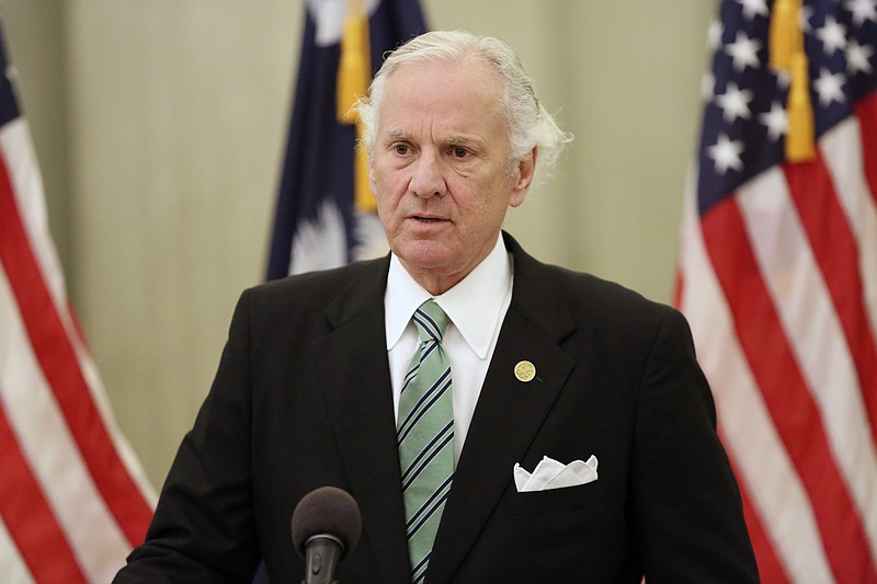 In this Aug. 9, 2021, photo, South Carolina Gov. Henry McMaster talks about the current state of the COVID-19 pandemic at a news conference in Columbia, S.C. Top Republicans are battling school districts in their own states&#x2019; urban, heavily Democratic areas over whether students should be required to mask up as they head back to school.  (AP Photo/Jeffrey Collins)