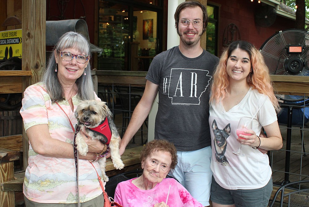 Becky Reed (from left), Clotille, Mary Soileau, Remington Reed and Chandler Birmingham attend Dog Days of Summer.
(NWA Democrat-Gazette/Carin Schoppmeyer)