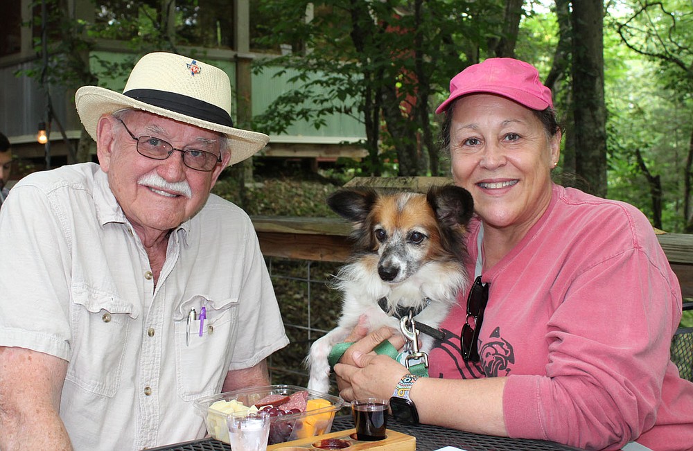 Wesley Stephens (from left), Tiberius and Nora Stephens enjoy Dog Days of Summer.
(NWA Democrat-Gazette/Carin Schoppmeyer)
