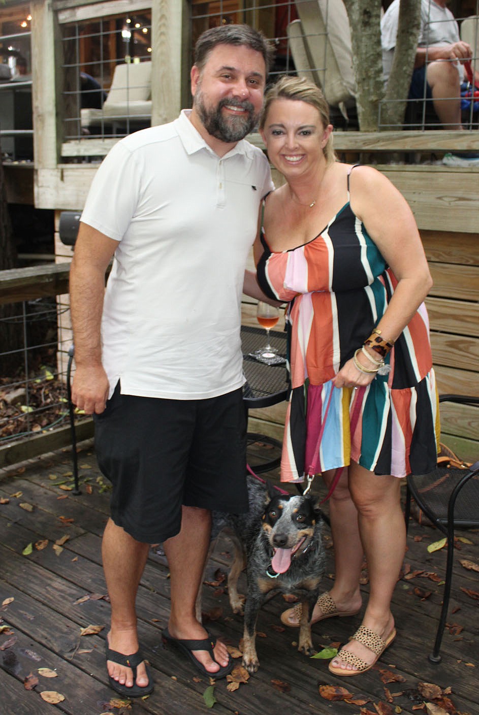 Mike and Gracie Ziegler, with Otter, stand for a photo at Dog Days of Summer.
(NWA Democrat-Gazette/Carin Schoppmeyer)