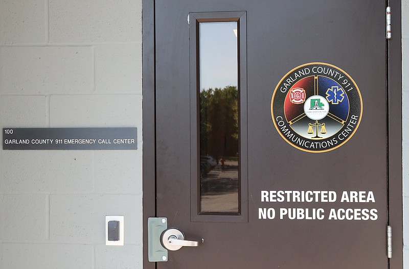 An outside entrance to the Garland County 911 Emergency Call Center. A report presented to the Arkansas 911 Board recommended 911 services in Garland County be consolidated into the county’s 911 Communications Center. - Photo by Richard Rasmussen of The Sentinel-Record