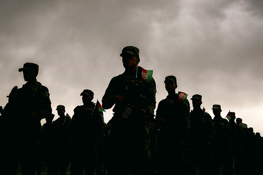 Afghan Security forces parade in a base in Kabul in April 2021. MUST CREDIT: Photo for The Washington Post by Lorenzo Tugnoli