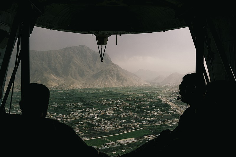 Afghan security forces fly over the city of Kabul, Afghanistan, in April 2021. MUST CREDIT: Washington Post photo by Lorenzo Tugnoli