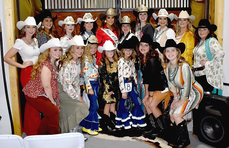 MARK HUMPHREY  ENTERPRISE-LEADER/An All-Star cast featuring an assortment of rodeo queens and royalty candidates presented a fashion show at Possum Holler in Morrow on Friday as part of the 68th annual Lincoln Riding Club Rodeo royalty pageant.