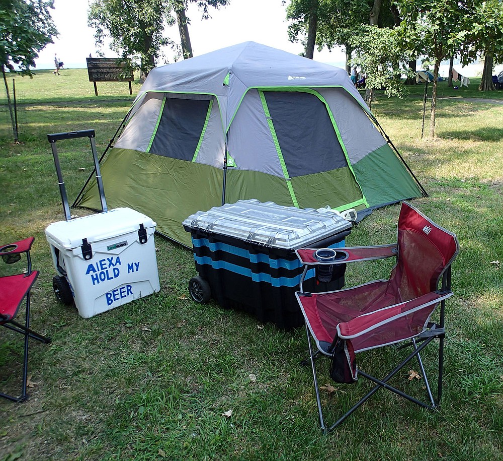 Paddlers tent camp each night, usually in a town's riverfront park or other park, on their way down the Mississippi. Arrangements for camping, food and dozens of other details are made months in advance by volunteers.
(NWA Democrat-Gazette/Flip Putthoff)