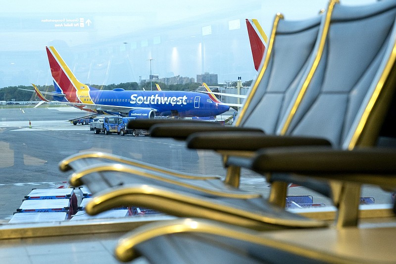 A Southwest Airlines plane at Ronald Reagan National Airport in Arlington in May. MUST CREDIT: Bloomberg photo by Stefani Reynolds.