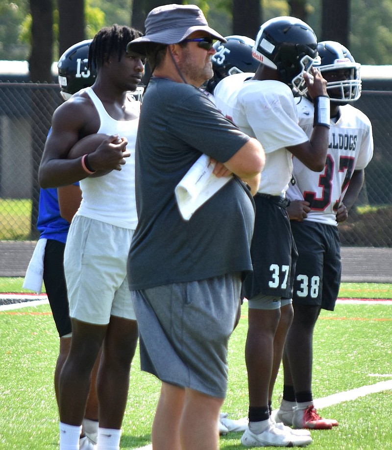 White Hall High School football Coach Bobby Bolding observes practice earlier this month. (Pine Bluff Commercial/I.C. Murrell)