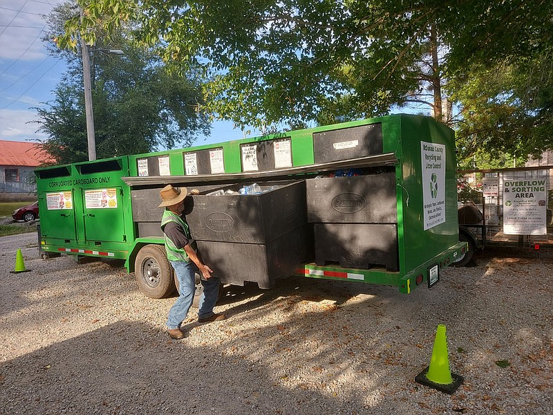 COURTESY PHOTO McDonald County Recycling and Litter Control Program Manager Bruce Arnold takes care of some recycling at the Pineville recycling drop-off location. The drop-off is a free service for all McDonald County residents.
