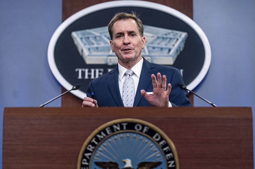 Pentagon spokesman John Kirby speaks during a briefing at the Pentagon in Washington, Wednesday, Aug. 25, 2021. (AP Photo/Andrew Harnik)