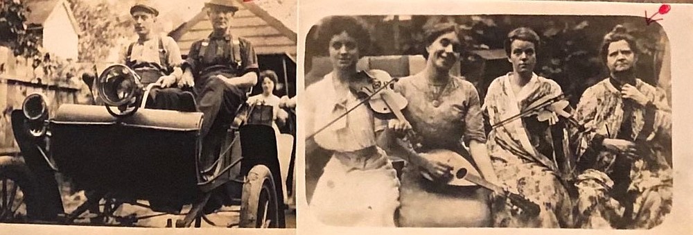 Irene Cornish has limited photos and information about her great-grandparents. William Tindall DeWorth, right, is pictured in the left photo with his son, Enoch. Katharine Havey DeWorth is pictured in the right photo on the far right, wearing a kimono that her son, Joseph, brought back for her from overseas. (MUST CREDIT: Photo courtesy of Irene Cornish)
