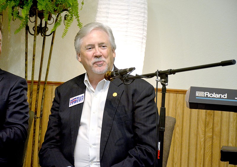 Marc Hayot/Herald-Leader State Representative Mark Lowery (R-39) discussed how Arkansas Act 633 helped set up the ground work for future election integrity laws during a joint meeting of the Benton County Republicans and the Siloam Springs Republican Women on Tuesday, Aug. 24