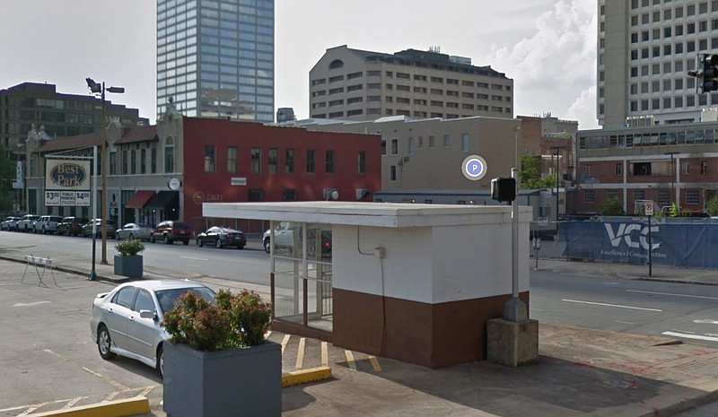 The Downtown Little Rock Partnership is planning a public art installation on and in the Best Park stairwell at West Sixth and Louisiana streets. (Special to the Democrat-Gazette)