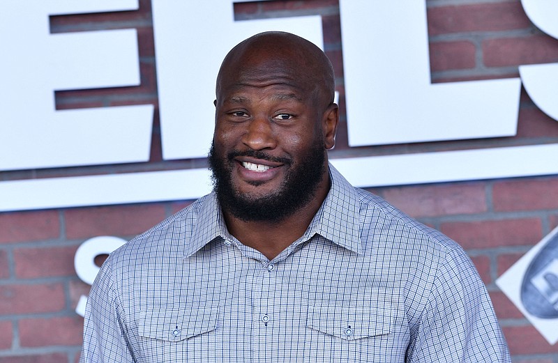 Former linebacker James Harrison arrives for the premiere of "Heels" in Los Angeles on August 10. (Chris Delmas/AFP/Getty Images/TNS)
