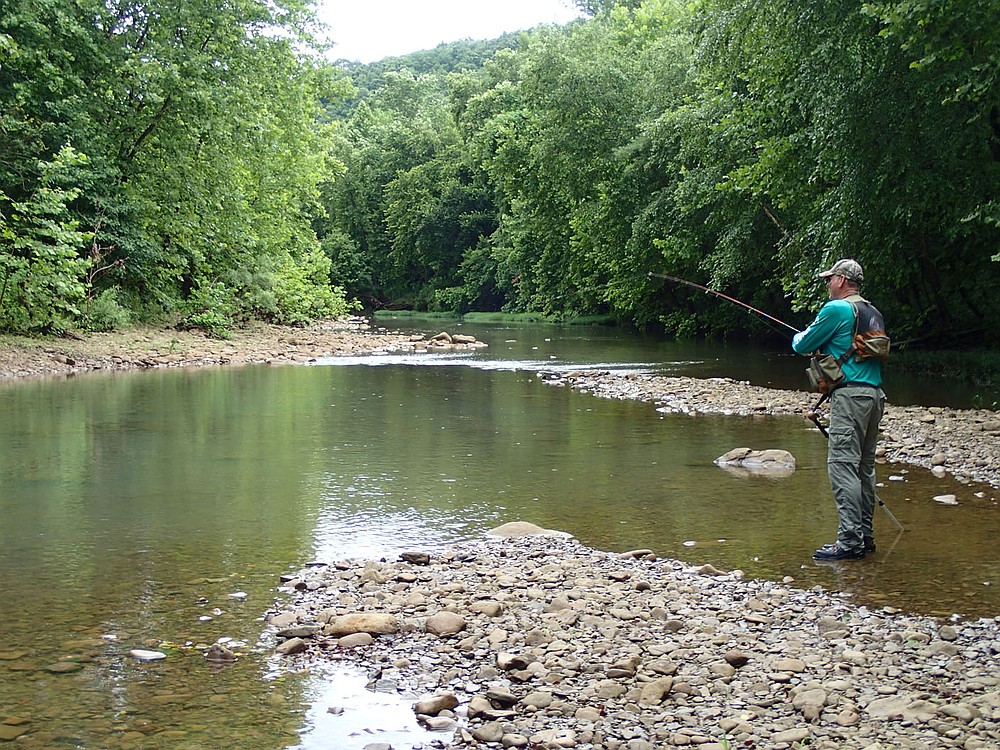 Bodishbaugh likes low water when he goes fishing on Ozark streams like the Kings River.
(NWA Democrat-Gazette/Flip Putthoff)