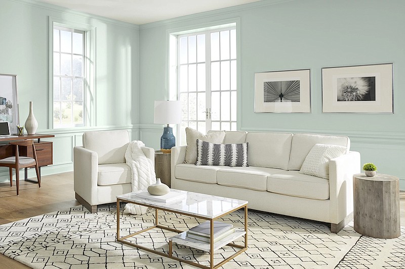 Behr's 2022 Color of the Year is Breezeway, “a color that welcomes a hopeful sense of renewal, restoration and healing.” (Courtesy of Behr Paint Co.)