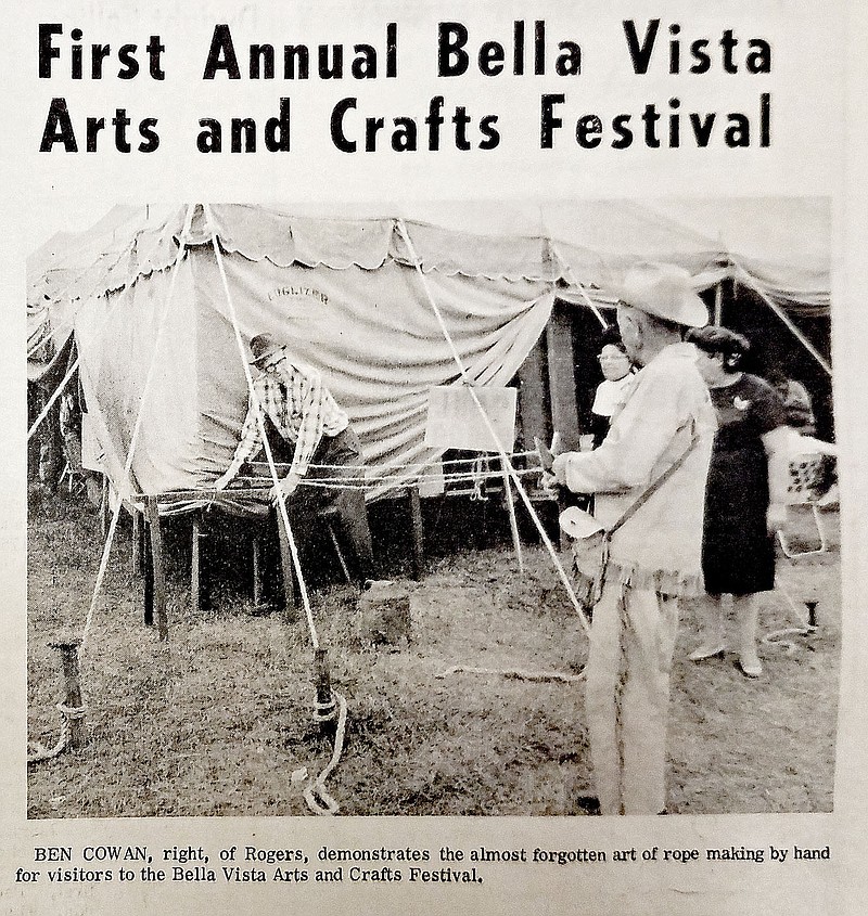 Courtesy of The Bella Vista Historical Museum
A 1969 newspaper clipping shows a Rogers man demonstrating rope making at the first Bella Vista Arts and Crafts Festival.