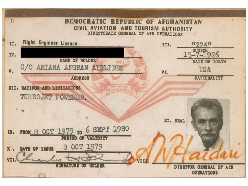 Photo submitted
An ID card of an American flight engineer working for an Afghan airline on the eve of the Soviet invasion of 1979.