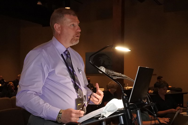 Fort Smith Utility Director Lance McAvoy speaks during the Fort Smith Board of Directors regular meeting Tuesday. 
(NWA Democrat-Gazette/Thomas Saccente)