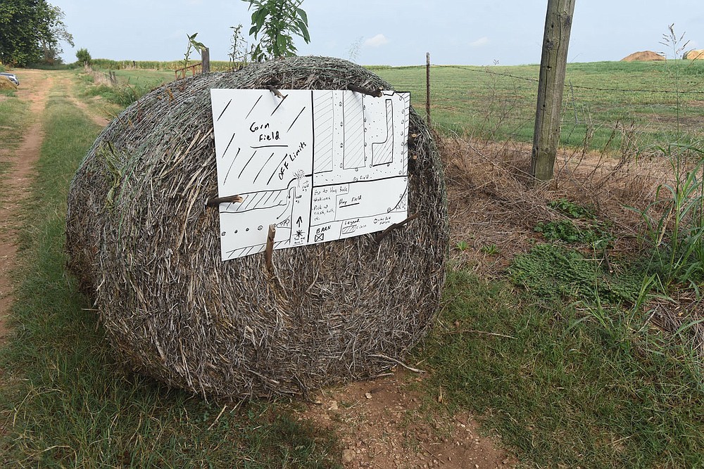 A map shows permit holders on Sept. 4 2021 where to hunt on the Arkansas Game and Fish Commission field near Prairie Grove.
(NWA Democrat-Gazette/Flip Putthoff)