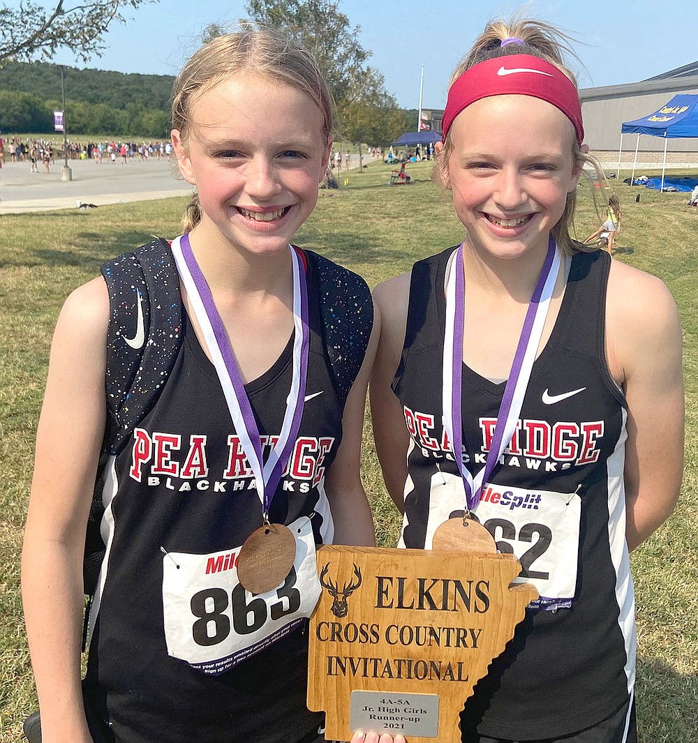 Jr. High Girls 4A-5A division Elkins invitational individual awards were earned by, from left, Brenna Walker, 4th, and Bailey Walker, 7th.