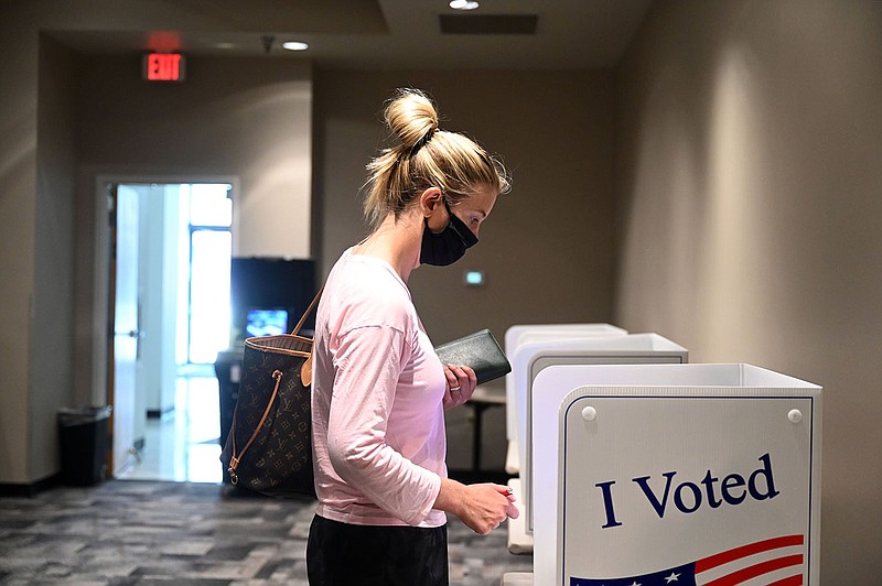 Katherine Holmstrom votes at the Pulaski County Regional Building in Little Rock on Friday, Sept. 10, 2021.

(Arkansas Democrat-Gazette/Stephen Swofford)
