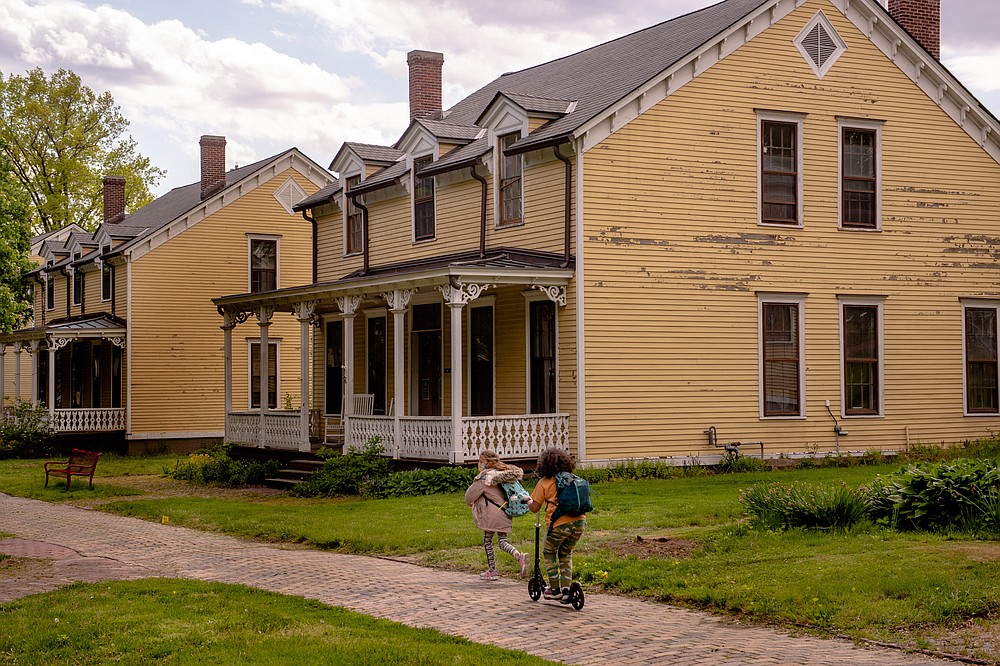 The Climate Museum is temporarily using this Governors Island building to host exhibitions. (Photo for The Washington Post/Hilary Swift)