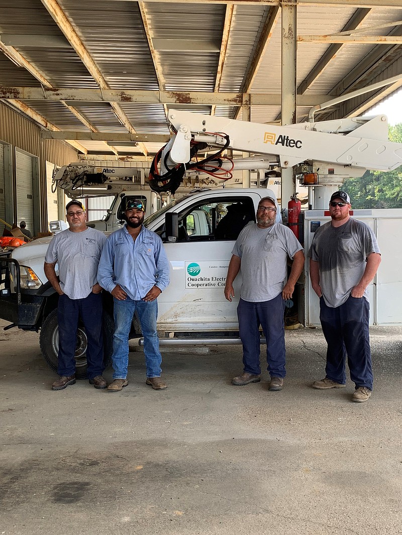 Courtesy Photo
Ouachita Electric linemen dispatched linemen Al Ferguson, Chris Sims, Eric McGee and Justin Horstkamp have been dispatched to assist South Louisiana Electric Cooperative (SLECA) of Houma, La., in restoring power outages that were caused by Hurricane Ida.