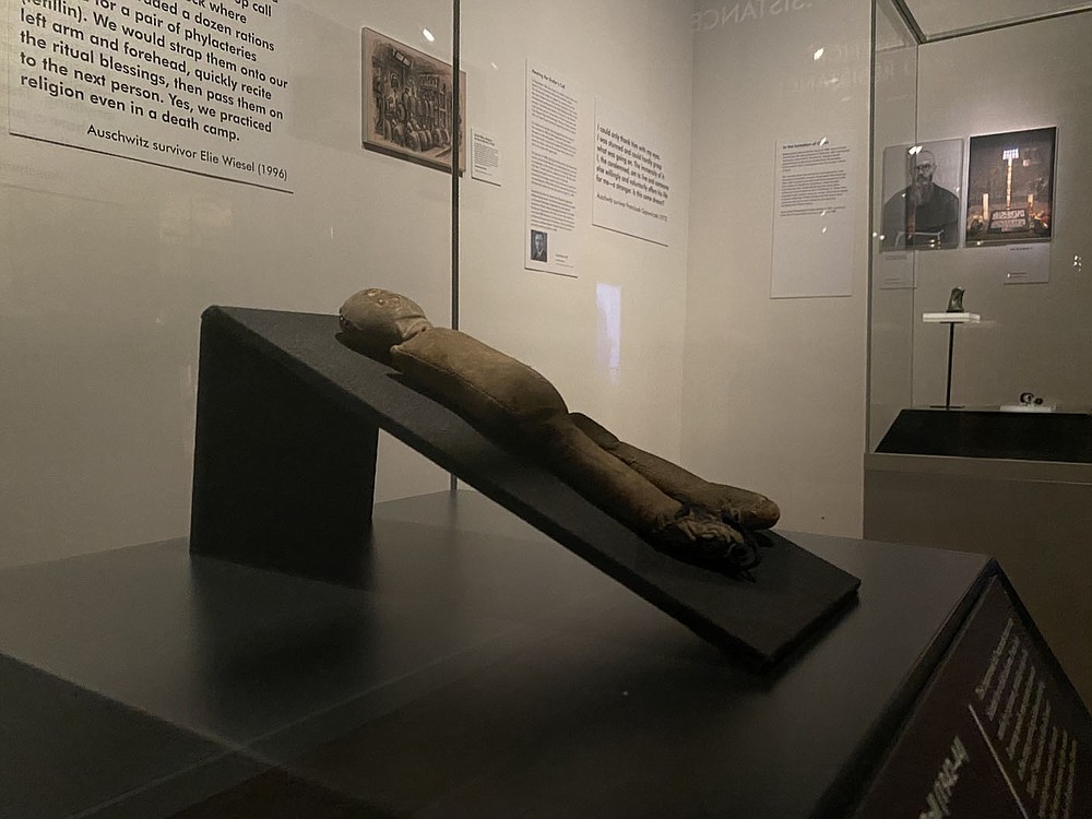 This doll was made of a camp blanket by an unknown female prisoner in Auschwitz.
(Pawel Sawicki, Auschwitz Memorial)