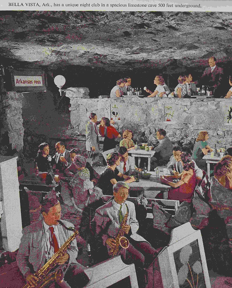 Courtesy Bella Vista Historical Museum This artist rendering of a band playing in Wonderland Cave was included in the Holiday magazine of August 1951.