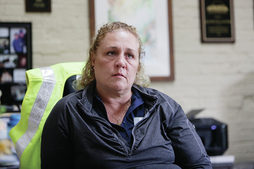 Jeanette Laster, the executive director at the Human Rights Education Institute, speaks about the differences between the current Constitutional rights politics associated with the coronavirus and the hate groups that existed in the area in the past, at her office, Friday, Sept. 10, 2021, in Coeur d'Alene, Idaho. (AP Photo/Young Kwak)