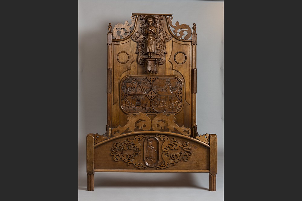 Samuel G. French, “Bedstead,” 1854-1860, carved walnut, cherry (Special to the Democrat-Gazette/Historic Arkansas Museum)