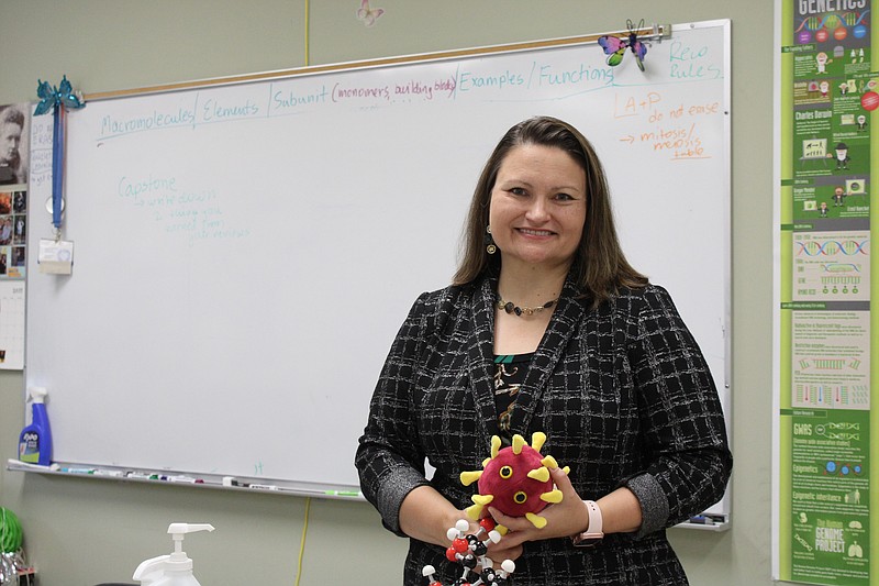 Arkansas School for Mathematics, Sciences, and the Arts professor Patrycja Krakowiak was selected as one of six state finalists for the Presidential Awards for Excellence in Mathematics and Science Teaching. - Photo by J.P. Ford of The Sentinel-Record