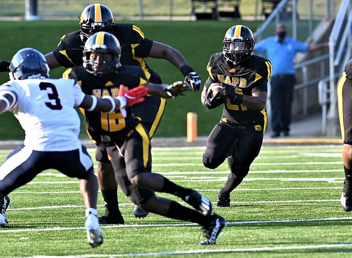 UAPB running back Kierre Crossley, shown carrying the ball against Lane College on Sept. 4, played four seasons at Central Arkansas following a 2016 transfer. (Special to The Commercial/Darlena Roberts)