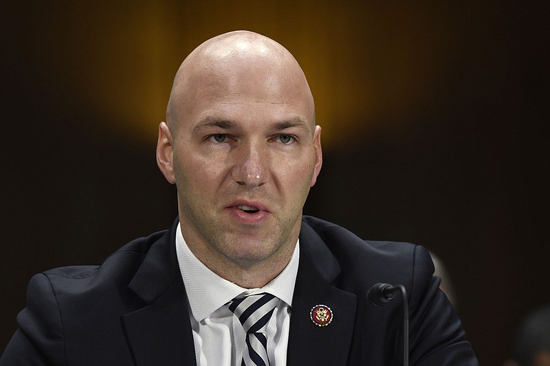 In this Feb. 11, 2020, file photo, Rep. Anthony Gonzalez, R-Ohio, speaks during a Senate Commerce subcommittee hearing on Capitol Hill in Washington, on intercollegiate athlete compensation. Gonzalez, the first of 10 House Republicans who voted to impeach former President Donald Trump for his role in inciting the Jan. 6 insurrection at the Capitol, announced Thursday, Sept. 16, 2021, he will not seek re-election next year. (AP Photo/Susan Walsh, File)