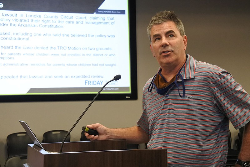 Attorney Marshall Ney, legal counsel for the Fort Smith School District, gives a presentation during the Fort Smith School Board's work session Monday. 
(NWA Democrat-Gazette/Thomas Saccente)