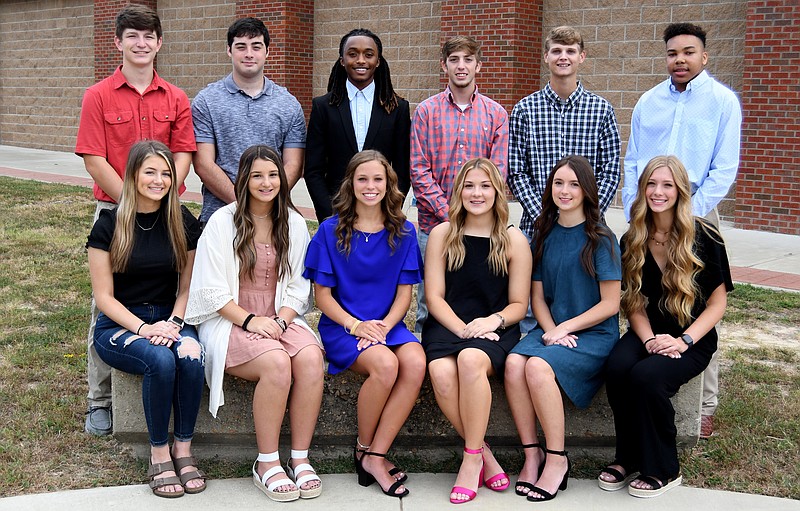 Pictured from left to right are ninth grade representatives Addison Calk and Chandler Boykin; 11th grade representatives Alexis Green and Ethan Farish; Homecoming Queen Rebekah Hardy, and her escort Lancer Clark; Honor Maid Madaline Wylie, and her escort Jaxson Dees; 12th grade representatives Kennedy Turbeville and Brennan Hanry; and 10th grade representatives Grace Rainwater and A.J. Harris. (Contributed)