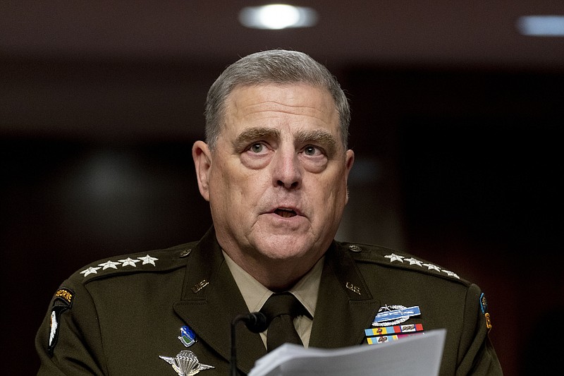 In this June 10 file photo Chairman of the Joint Chiefs of Staff Gen. Mark Milley speaks at a Senate Armed Services budget hearing on Capitol Hill in Washington. - AP Photo/Andrew Harnik, File
