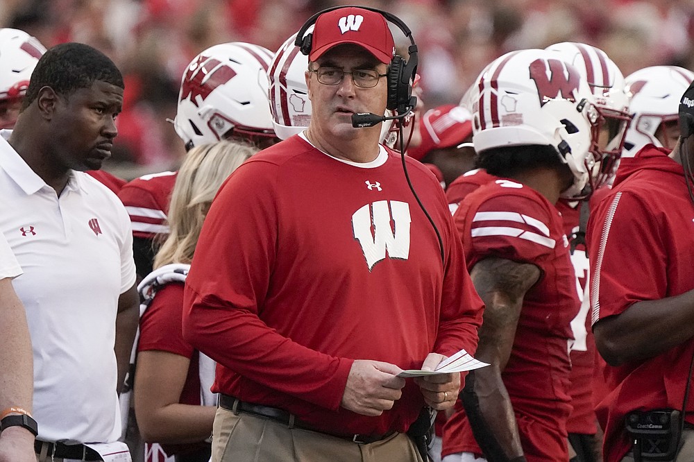 Wisconsin head coach Paul Chryst watches during the first half of an NCAA college football game against Eastern Michigan on Saturday September 11, 2021 in Madison, Wis. (AP Photo / Morry Gash)