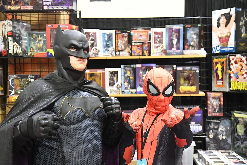 Spider-Man, right, meets up with the Dark Knight at Spa-Con. - Photo by Tanner Newton of The Sentinel-Record