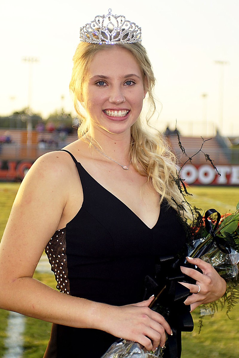 Westside Eagle Observer/RANDY MOLL
Gravette senior Nicole Vogt, the daughter of Andy and Tina Vogt, was crowned Gravette High School's 2021 homecoming queen at ceremonies on Friday night in Lion Stadium.